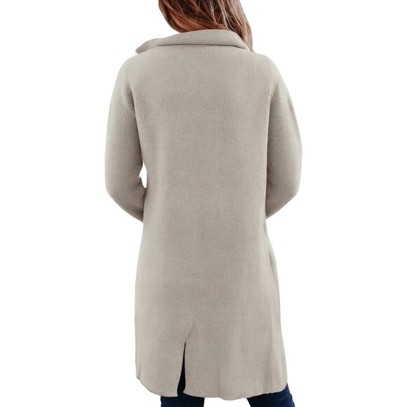 Women's Knit Cardigan Sweater Open Front Long Coat Casual Business - Picture 2 of 5